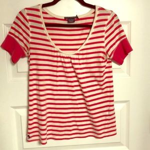 Ralph Lauren Red and White Striped Shirt (Size- M)